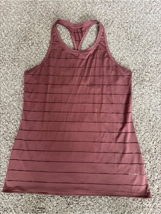 Tops - Maroon Striped Racerback Tank Top